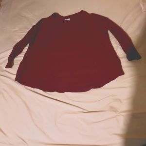 Maurices plus 3 Maroon waffle knit 24/7 3/4 sleeve top